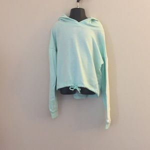 Justice Crop Hoodie, Light Teal, Girls Size 10